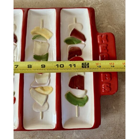 Grassland Roads Platter Party Shish Kebab Vintage 14” Ceramic Decor Red Grilling - Picture 4 of 10